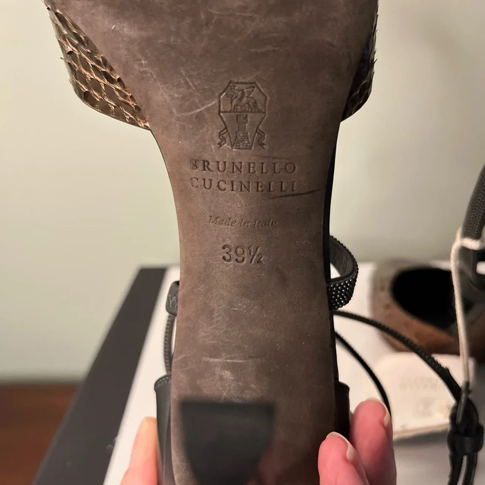 Brunello Cucinelli Bronze Python Heels - Picture 8 of 14